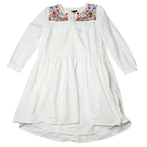 J. Crew Cotton Poplin Tunic Dress Farmer's Market Embroidery White Floral Small - Picture 3 of 13